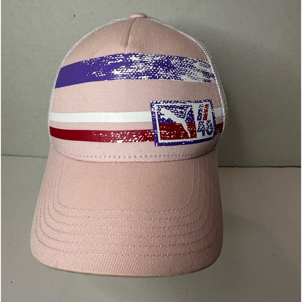 Puma Pink Golf Athletic Adjustable Baseball Cap Trucker Hat Oink Purple Mesh